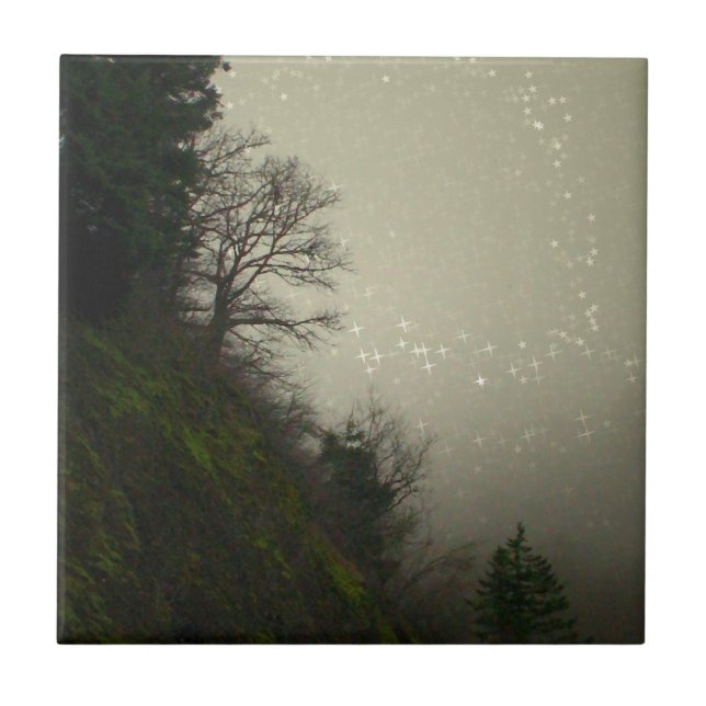 Magical Mist Forest Hill Ceramic Tile (Front)