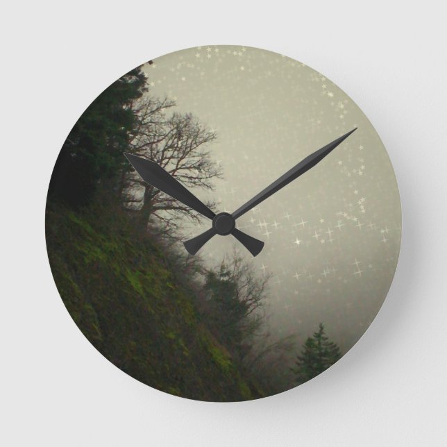 Magical Mist Forest Hill Round Clock (Front)
