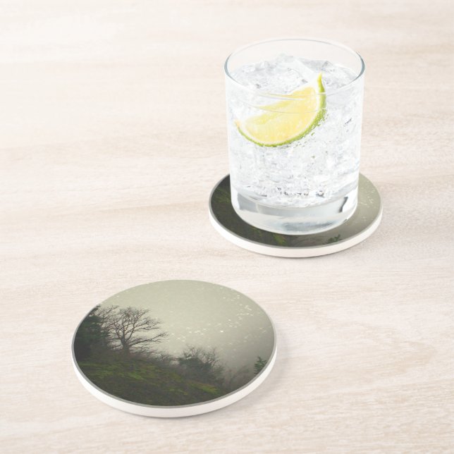 Magical Mist Forest Hill Sandstone Coaster (Side)