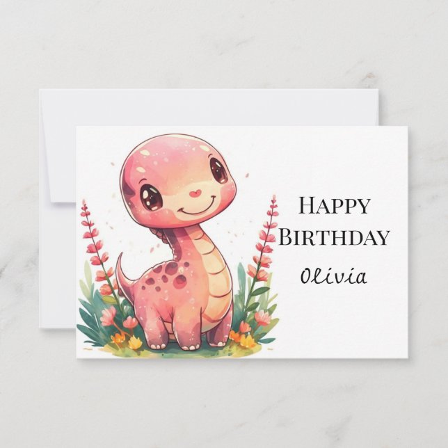 Magical Modern Dinosaur Birthday Card (Front)