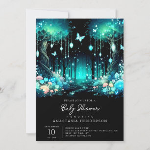 Magical Modern Enchanted Forest Baby Shower Invitation