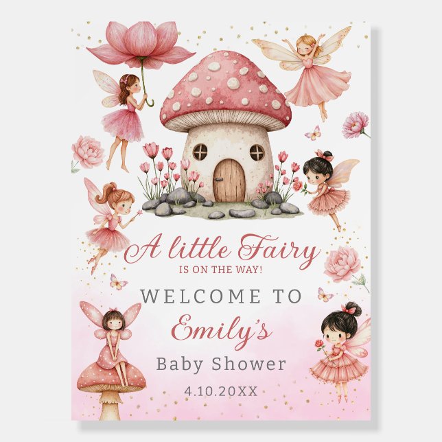  Magical modern Fairy Pink Floral Garden welcome  Foam Board (Front)