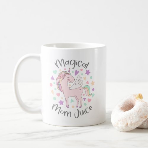 Magical Mom Juice Cute Pastel Unicorn Gray Coffee Mug