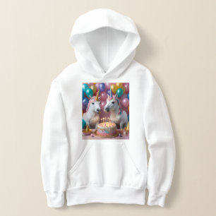 Magical Moments: A White Unicorns' Birthday Bash Hoodie