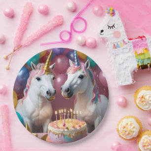 Magical Moments: A White Unicorns' Birthday Bash Paper Plates