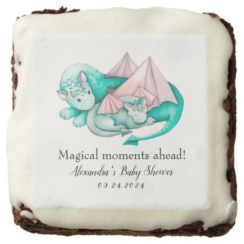 Magical Moments Ahead Dragon Baby Shower Brownie