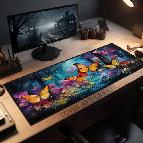 Magical Monarch Butterflies Forest Desk Mat