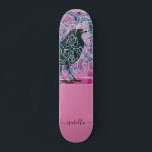 Magical Monogram Raven Runestone Skateboard<br><div class="desc">Magical raven embedded in an ancient runestone. Runestones date back to the 4th century. Add your simple script signature monogram. Lush pale red violet and black hues with white runic symbols. For those who love all things magical and fantasy.</div>