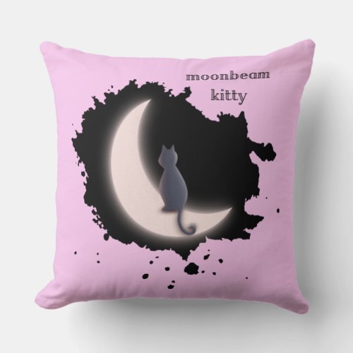Magical Moon and Cat Throw Pillow