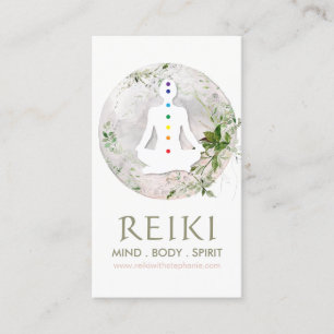 Magical Moon and Greenery Reiki Business Cards
