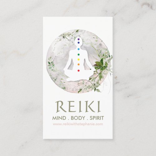 Magical Moon and Greenery Reiki Business Cards