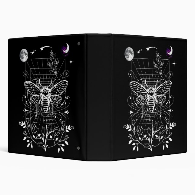 Magical Moon and Moth 3 Ring Binder (Background)