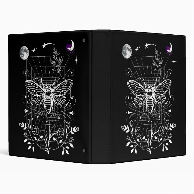 Magical Moon and Moth 3 Ring Binder (Background)