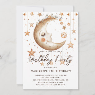 Magical Moon And Stars Birthday Party Invitation