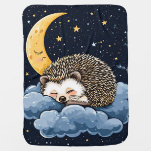 🦔✨ Magical Moon Hedgehog Nursery Decor 🌙💤 Baby Blanket