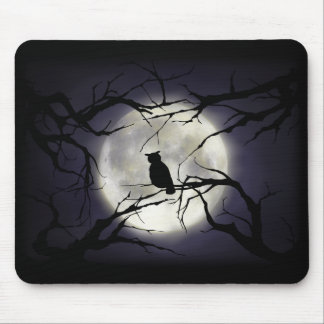 Magical Moon Owl on Branch Mousepad