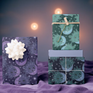 Magical Moon & Stars Gift Wrap Whimsical Cosmic