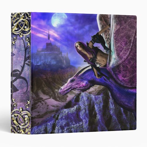 Magical Moonlight Dragon Rider Fantasy Castle Binder