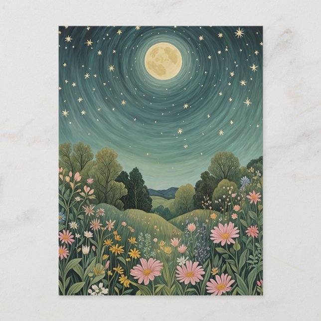 Magical Moonlit Meadow Postcard (Front)