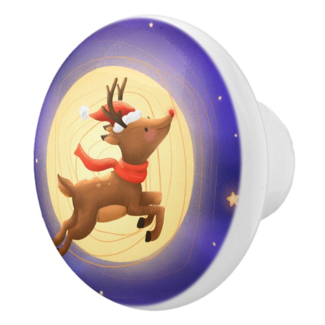 Magical Moonlit Reindeer Ceramic Knob (Right)