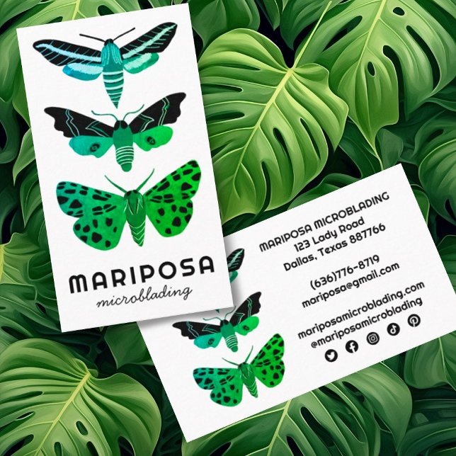 Magical MOTHS Esthetician Beauty Salon Green Business Card (Creator Uploaded)