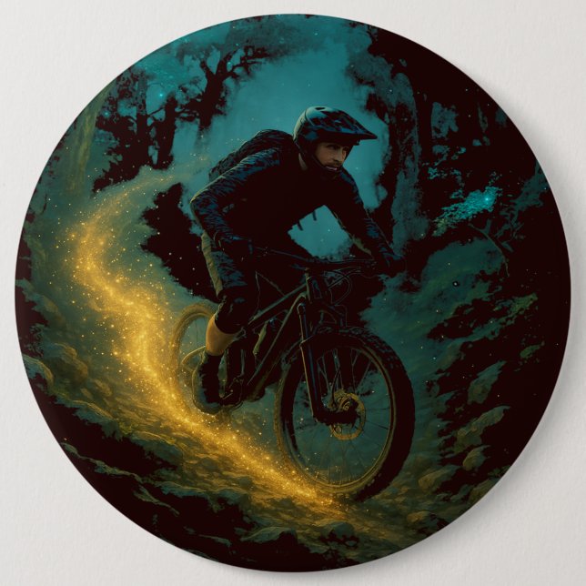 Magical Mountain Biking Adventure Trail Scene  Button (Front)