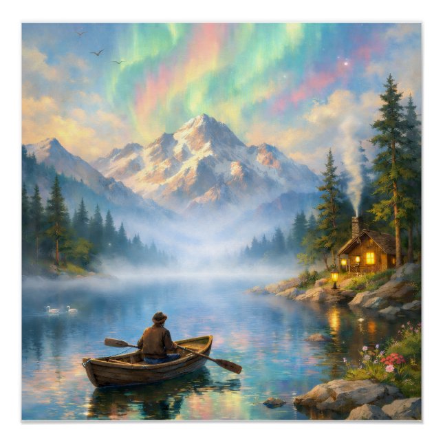 Magical Mountain Landscape Poster - Northern Light (Front)