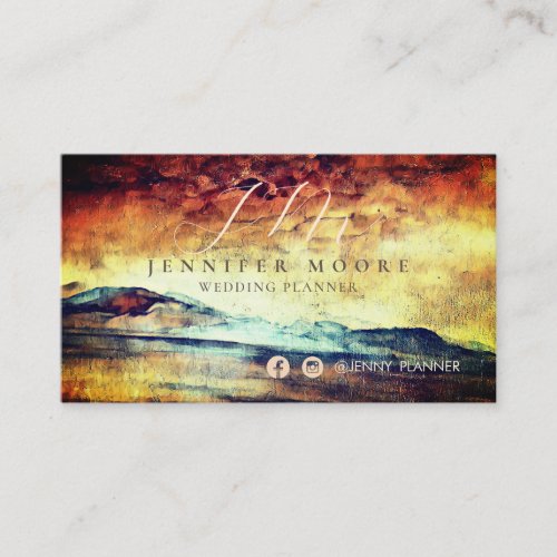 Magical Mountains Abstract Monogrammed Business Card