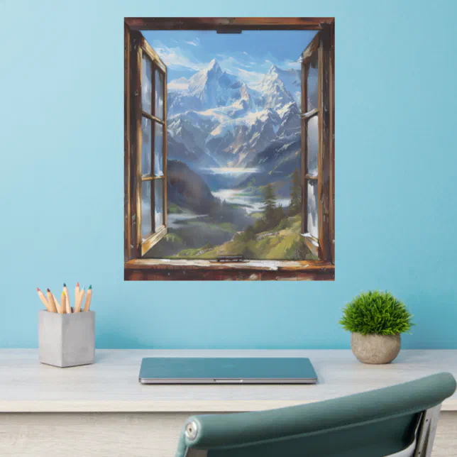 Magical Mountains Window View Wall Decal | Zazzle