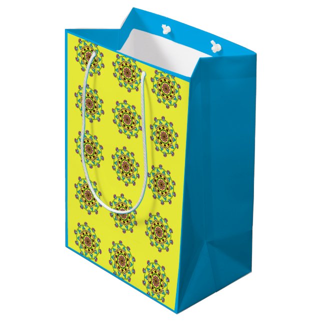 magical mushroom art wrapping paper gift bag (Back Angled)