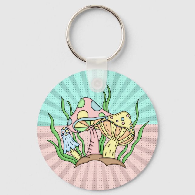 Magical Mushroom Cute Pastel   Keychain (Front)