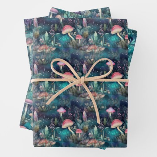MAGICAL MUSHROOM FOREST GIFT WRAPPING PAPER SHEETS