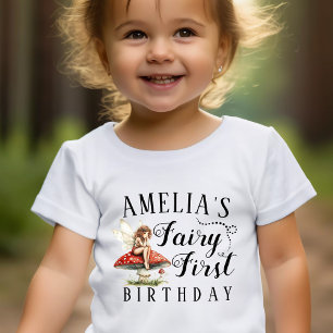 Magical Mushroom Girls Fairy First Birthday Baby T-Shirt