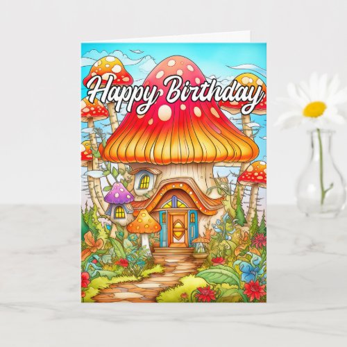 Magical Mushroom House Illustration Card