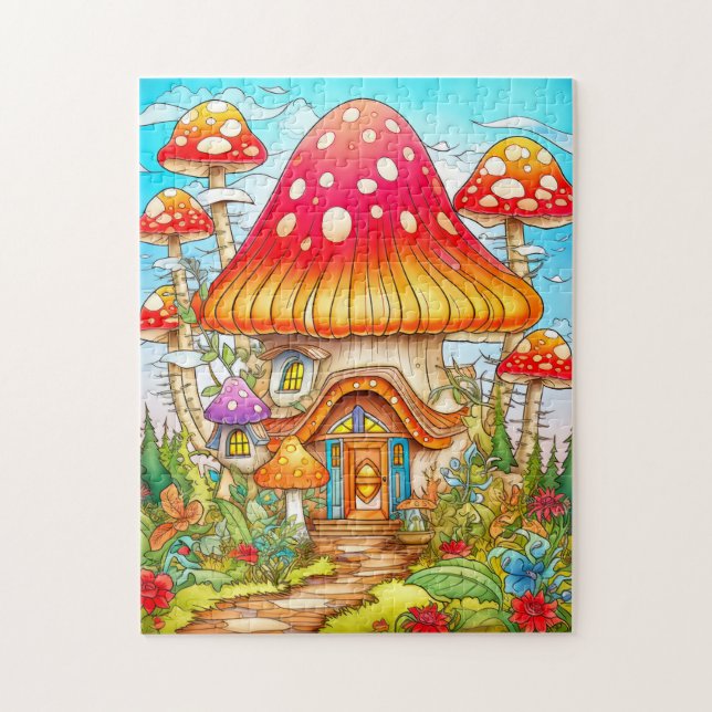 Magical Mushroom House Illustration Jigsaw Puzzle (Vertical)