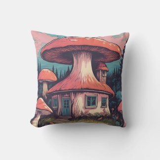 Magical Mushroom Meadow D2 Throw Pillow