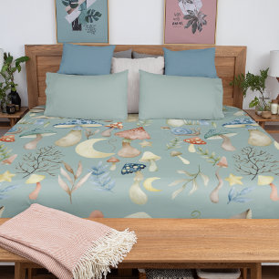 Magical Mushroom Mystical Sage Green Duvet Cover