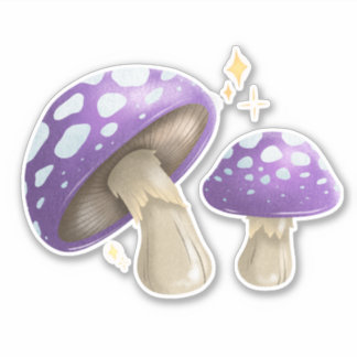 Magical mushroom toadstools - LAVENDER Sticker