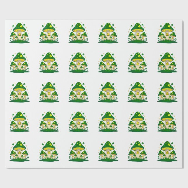 Magical Mushroom Village With Glowing Wrapping Paper (Flat)