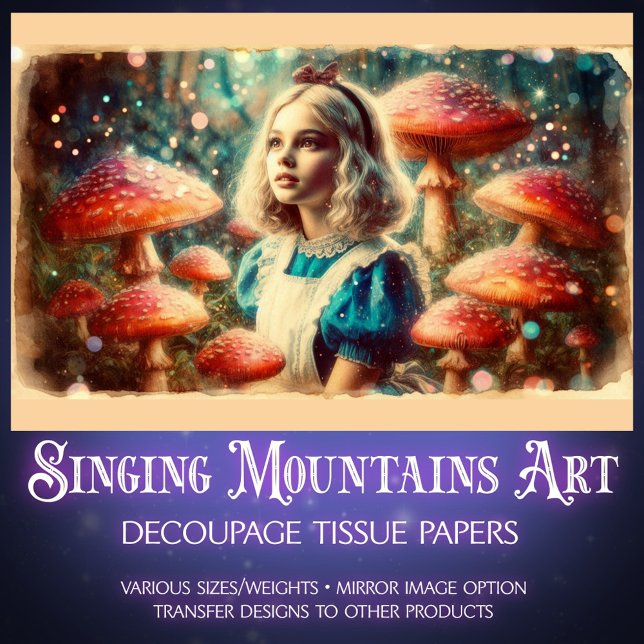 Magical Mushroom Wonderland and Alice Decoupage Tissue Paper (Creator Uploaded)