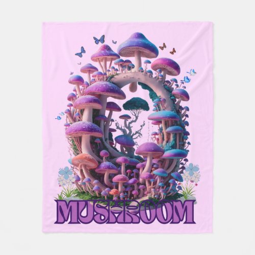 Magical Mushroom Wonderland Enchanting Fantasy Art Fleece Blanket