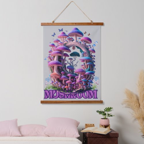 Magical Mushroom Wonderland Enchanting Fantasy Art Hanging Tapestry