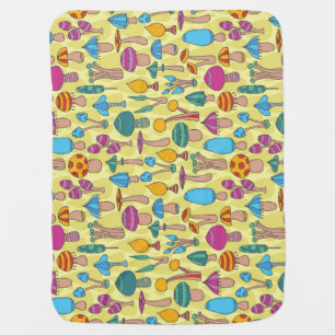 Magical Mushrooms Doodle Seamless Pattern Baby Blanket