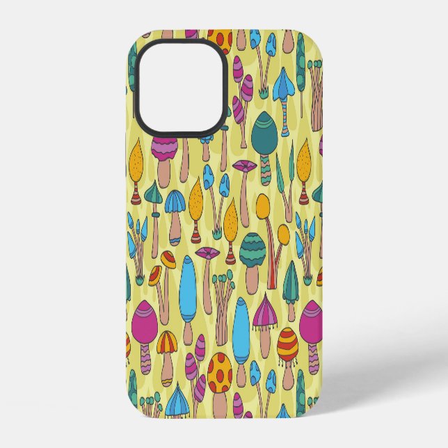 Magical Mushrooms Doodle Seamless Pattern Iphone Case (Back)