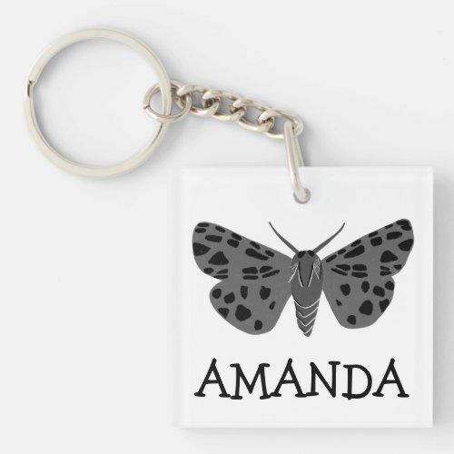 Magical Mysterious MOTH CUSTOMIZE IT Black  White Keychain