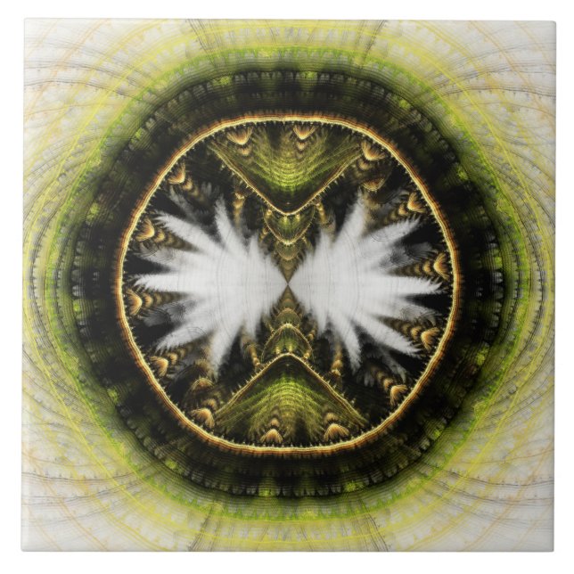 Magical mystical bright fractal pattern ceramic tile (Front)