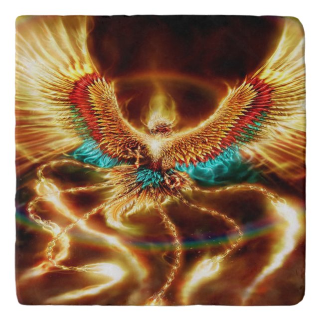 Magical & Mystical Fantasy Flying Fire Phenix Trivet (Front)