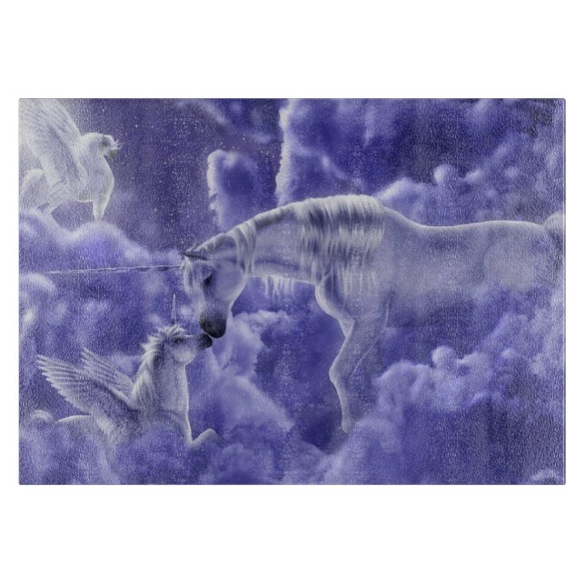 Magical & Mystical Fantasy Unicorns Night Sky Cutting Board (Front)