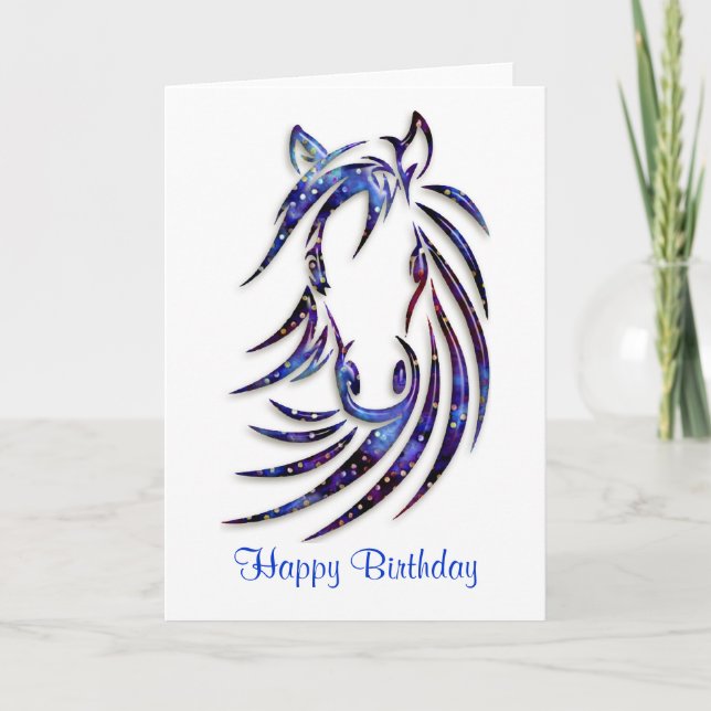 Magical Mystical Horse Portrait Birthday Card (Front)