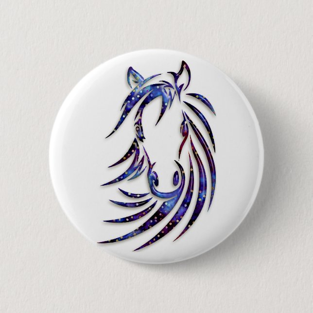 Magical Mystical Horse Portrait Pinback Button (Front)